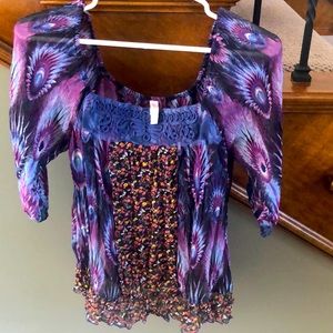 3/4 sleeve multi-color blouse